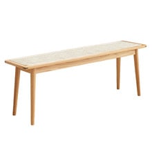 Zaynah Oak Wood & Rattan Ottoman Bench